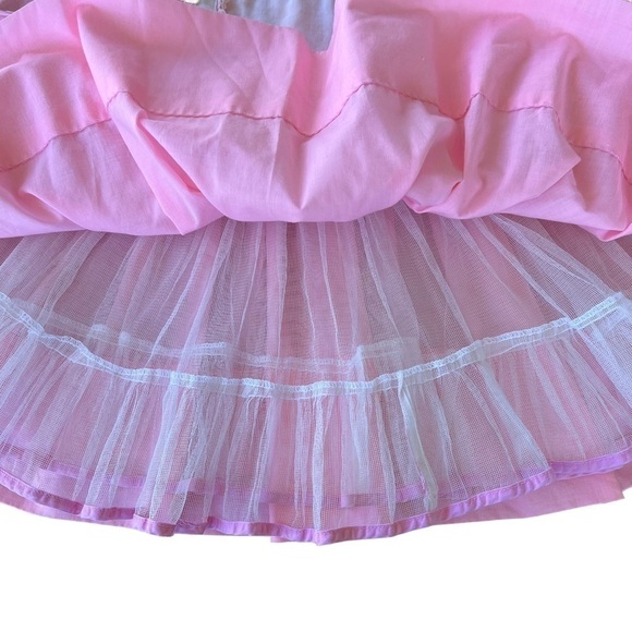 Vintage Betty Oden Full Circle Rosette Lace Party Pageant Dress Bubble Gum Pink - Picture 10 of 16